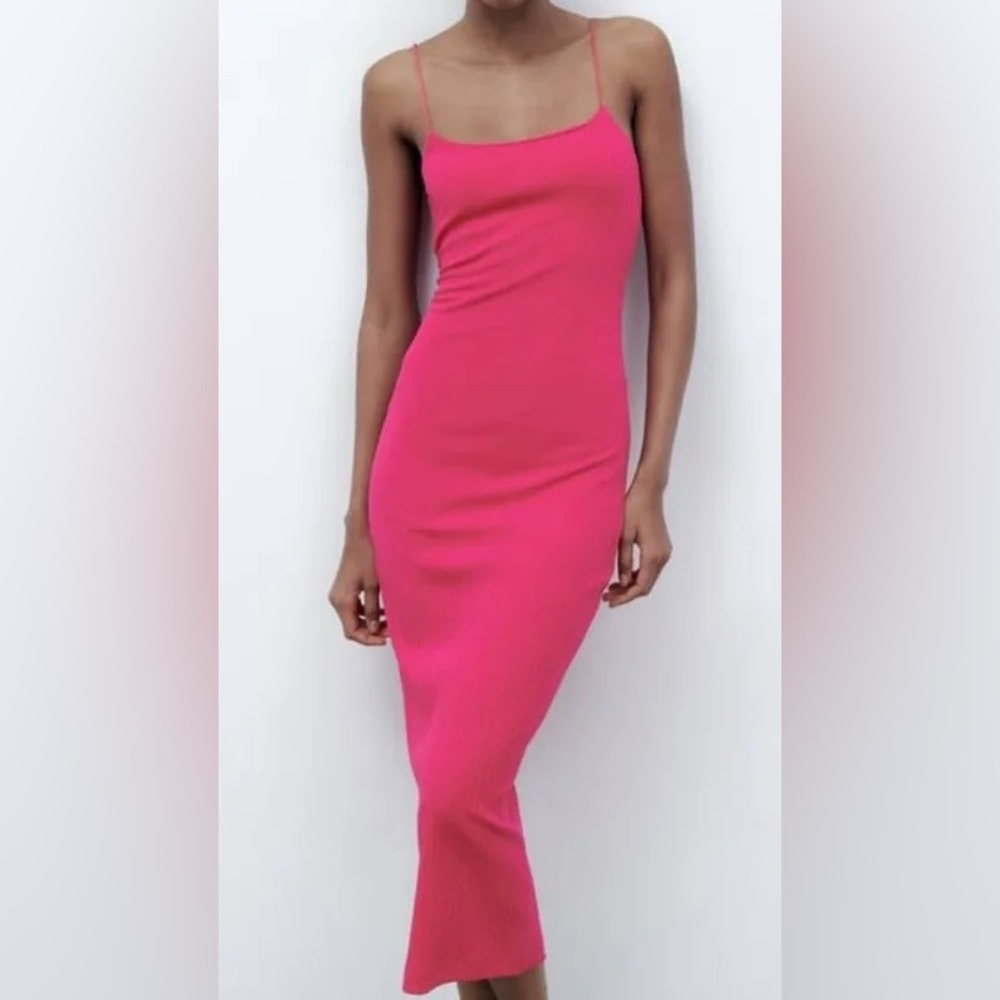 Zara Hot Pink Ribbed Dress